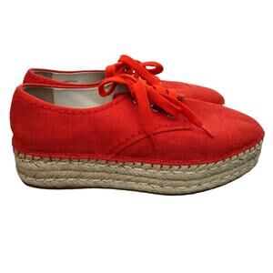 Alice + Olivia NWOT Red-Orange Rory Raffia Espadrille Platform Sneakers Shoes